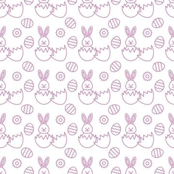 Seamless pattern with Easter Bunny, eggs. Stock Illustration