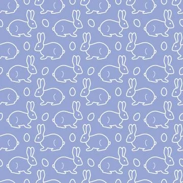 Seamless pattern with Easter Bunny, eggs. 스톡 일러스트