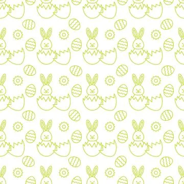 Seamless pattern with Easter Bunny, eggs. Stock Illustration