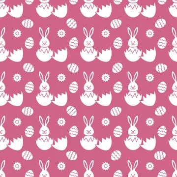 Seamless pattern with Easter Bunny, eggs. Stock Illustration