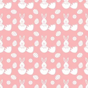 Seamless pattern with Easter Bunny, eggs. Stock Illustration