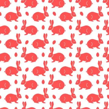 Seamless pattern with Easter Bunny, eggs. Stock Illustration