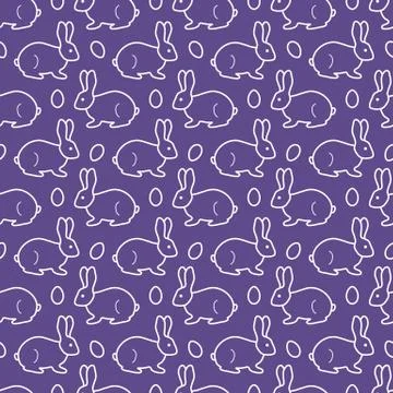 Seamless pattern with Easter Bunny, eggs. Stock Illustration
