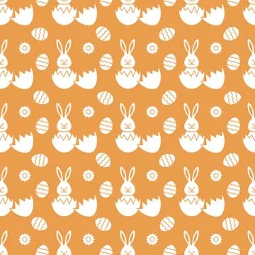 Seamless pattern with Easter Bunny, eggs. 스톡 일러스트