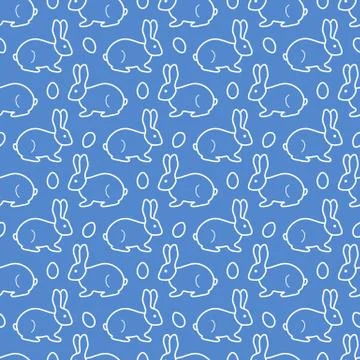 Seamless pattern with Easter Bunny, eggs. Stock Illustration