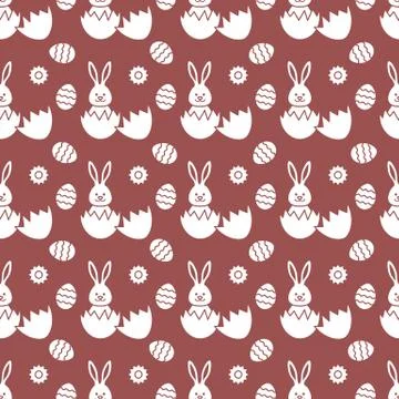 Seamless pattern with Easter Bunny, eggs. Stock Illustration