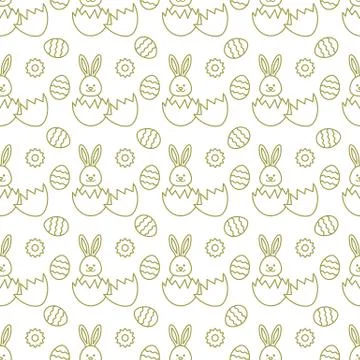 Seamless pattern with Easter Bunny, eggs. Stock Illustration