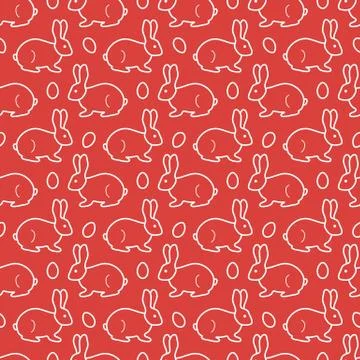 Seamless pattern with Easter Bunny, eggs. Stock Illustration