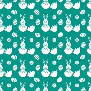 Seamless pattern with Easter Bunny, eggs. 스톡 일러스트