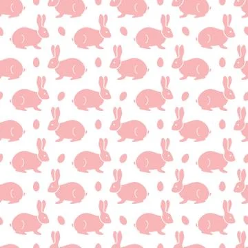 Seamless pattern with Easter Bunny, eggs. Stock Illustration