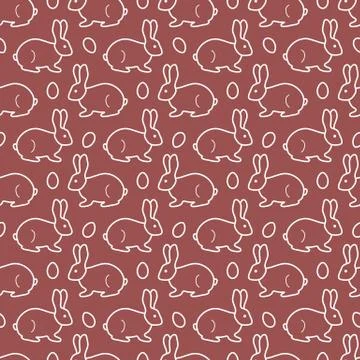 Seamless pattern with Easter Bunny, eggs. Stock Illustration