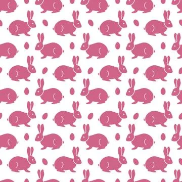 Seamless pattern with Easter Bunny, eggs. Stock Illustration