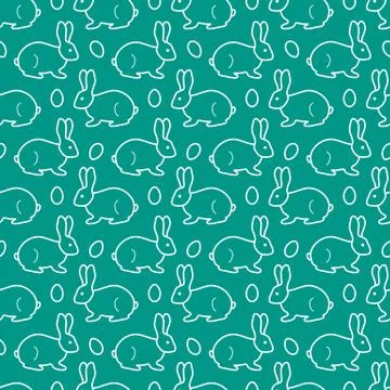 Seamless pattern with Easter Bunny, eggs. Stock Illustration