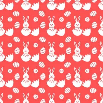 Seamless pattern with Easter Bunny, eggs. Stock Illustration