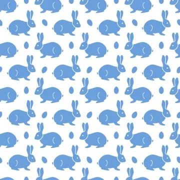 Seamless pattern with Easter Bunny, eggs. Stock Illustration
