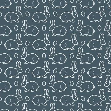 Seamless pattern with Easter Bunny, eggs. Stock Illustration