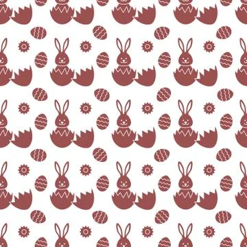 Seamless pattern with Easter Bunny, eggs. イラスト素材