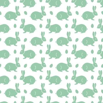 Seamless pattern with Easter Bunny, eggs. Stock Illustration
