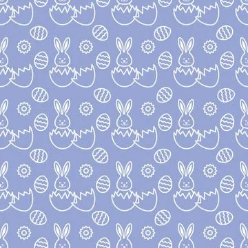 Seamless pattern with Easter Bunny, eggs. Stock Illustration