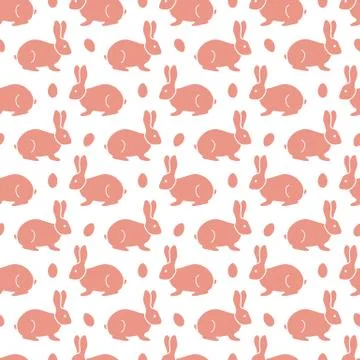 Seamless pattern with Easter Bunny, eggs. Stock Illustration
