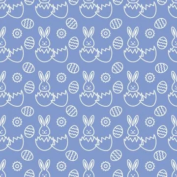 Seamless pattern with Easter Bunny, eggs. Stock Illustration