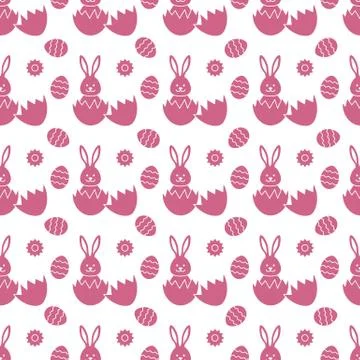 Seamless pattern with Easter Bunny, eggs. Stock Illustration