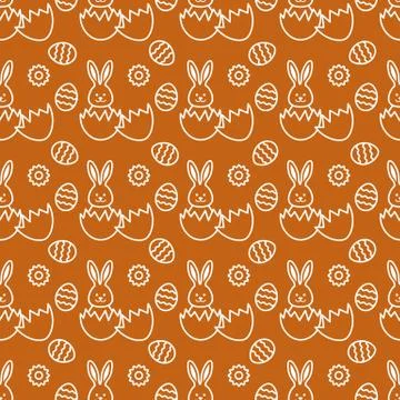 Seamless pattern with Easter Bunny, eggs. Stock Illustration