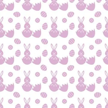 Seamless pattern with Easter Bunny, eggs. Stock Illustration