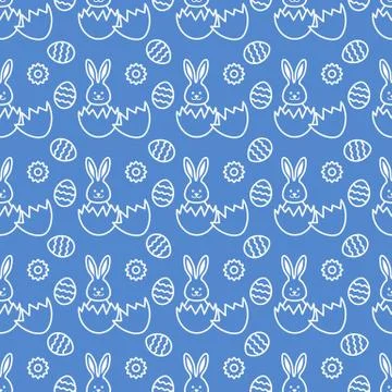 Seamless pattern with Easter Bunny, eggs. Illustrazione stock