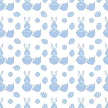 Seamless pattern with Easter Bunny, eggs. 스톡 일러스트
