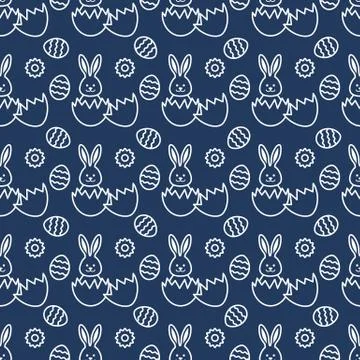 Seamless pattern with Easter Bunny, eggs. イラスト素材