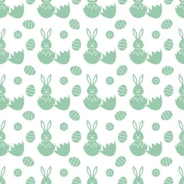 Seamless pattern with Easter Bunny, eggs. 스톡 일러스트