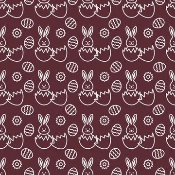Seamless pattern with Easter Bunny, eggs. Stock Illustration