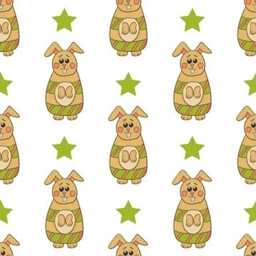 Seamless pattern with Easter bunny Stock Illustration