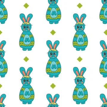 Seamless pattern with Easter bunny Stock Illustration