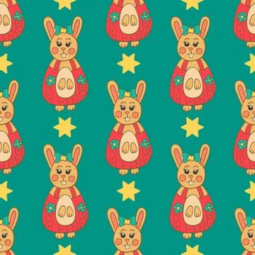 Seamless pattern with Easter bunny 스톡 일러스트