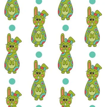 Seamless pattern with Easter bunny Stock Illustration