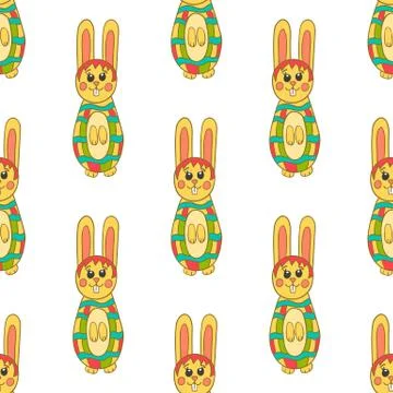Seamless pattern with Easter bunny Stock Illustration
