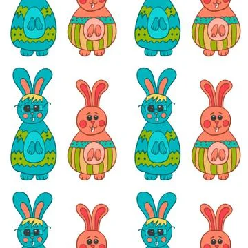 Seamless pattern with Easter bunny Stock Illustration