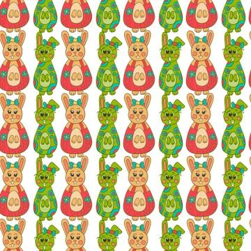 Seamless pattern with Easter bunny 스톡 일러스트