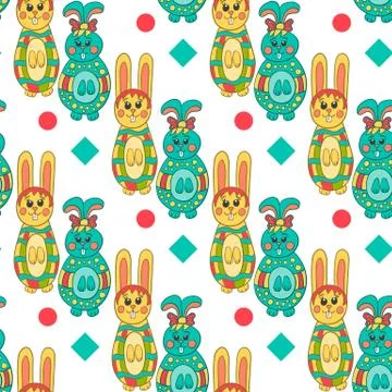 Seamless pattern with Easter bunny Stock Illustration