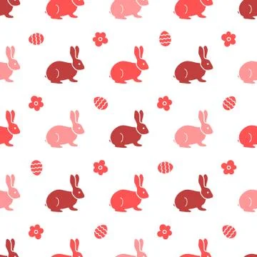 Seamless pattern with Easter Bunny. Rabbits, hares Stock Illustration
