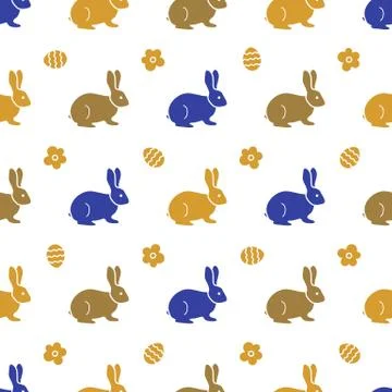 Seamless pattern with Easter Bunny. Rabbits, hares Stock Illustration