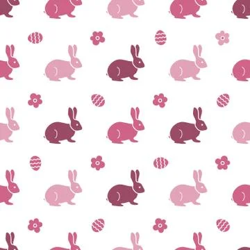 Seamless pattern with Easter Bunny. Rabbits, hares Stock Illustration
