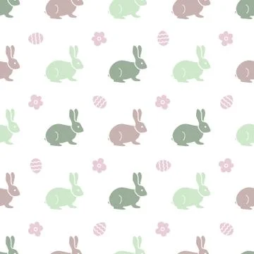 Seamless pattern with Easter Bunny. Rabbits, hares Stock Illustration