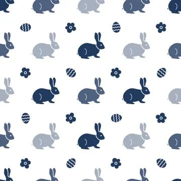 Seamless pattern with Easter Bunny. Rabbits, hares Stock Illustration