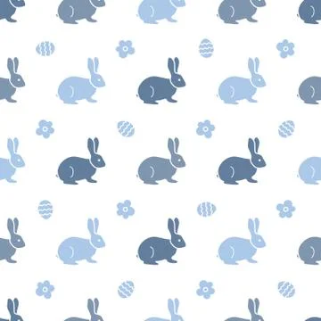Seamless pattern with Easter Bunny. Rabbits, hares 스톡 일러스트