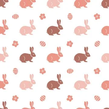 Seamless pattern with Easter Bunny. Rabbits, hares イラスト素材