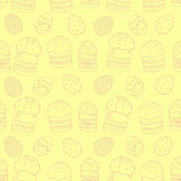 Seamless Pattern with easter cake, eggs. For printing wrapping paper, wallpap Stock Illustration