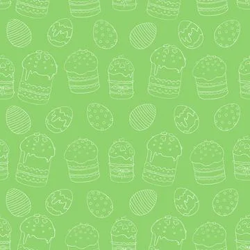 Seamless Pattern with easter cake, eggs. For printing wrapping paper, wallpap Illustrazione stock